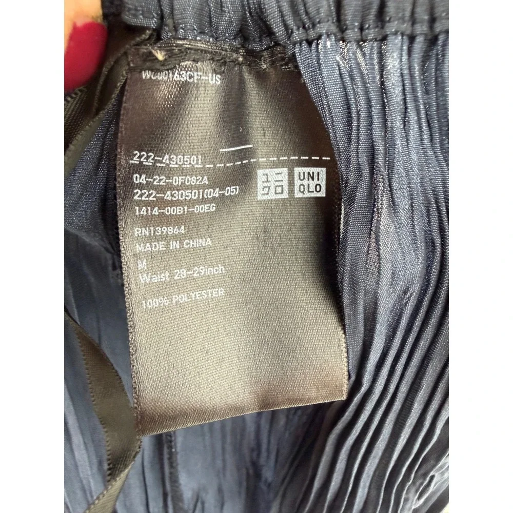 Uniqlo Ines de la Fressange Ombre‎ gradient crinkle Pleated Maxi Skirt M Navy